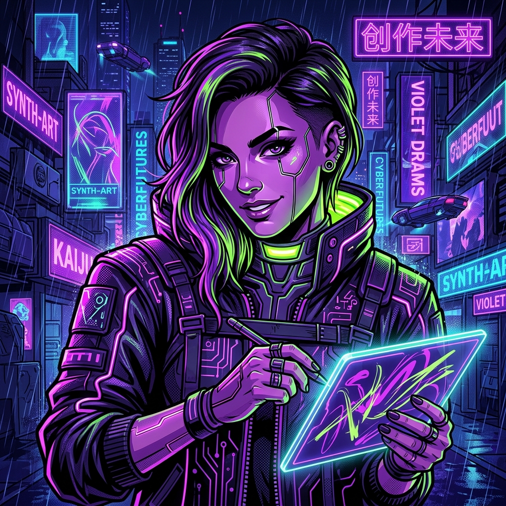 AI-generated cyberpunk portrait preview